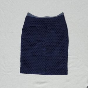 ​Talbots Petites Navy Blue Textured Diamond Weave Pencil Skirt 2P